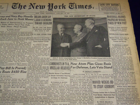 1947 JANUARY 22 NEW YORK TIMES - MARSHALL SECRETARY OF STATE - NT 2760