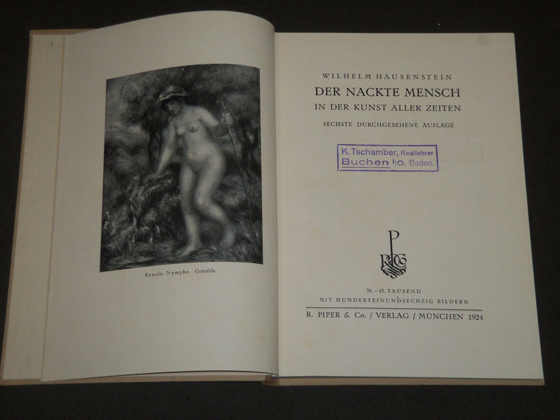 1924 DER NACKTE MENSCH DER KUNST ALLER ZEITEN BY WILHELM HAUSENSTEIN - KD 2099M