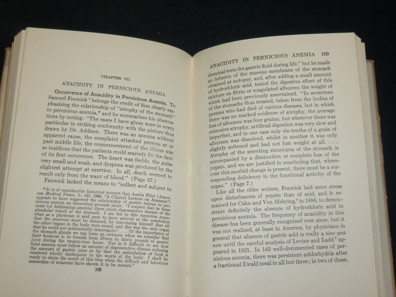 1933 GASTRIC ANACIDITY ITS RELATIONS TO DISEASE BOOK BY BLOOMFIELD - KD 2764Q
