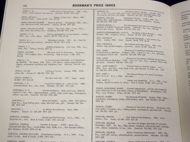 1964-1977 BOOK MAN'S PRICE INDEX EDITED BY DANIEL MCGRATH VOL LOT OF 11 - KD 75
