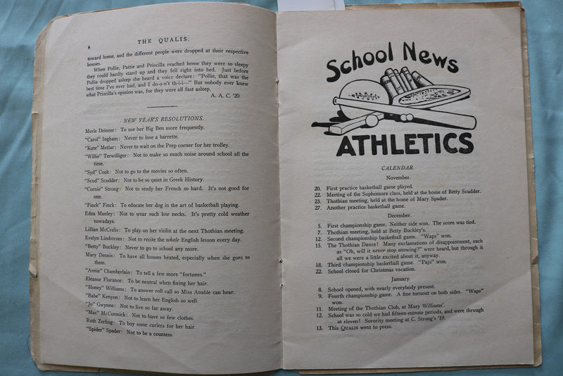 1917 JAN THE QUALIS - MISSES ANABLE'S SCHOOL SOFTCOVER-NEW BRUNSWICK,NJ - K 3347