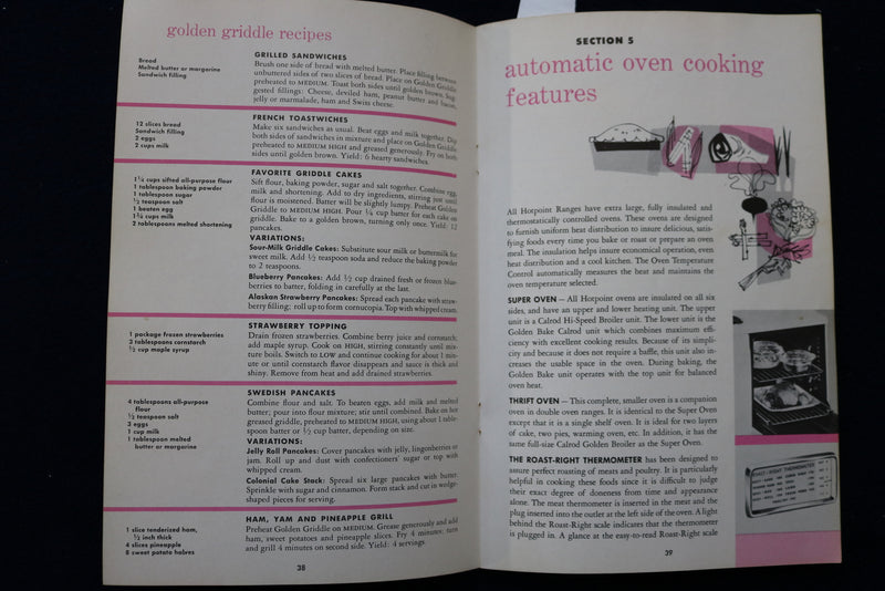 1955 HOTPOINT ELECTRIC RANGE MANUAL - SOFTCOVER - K 1559