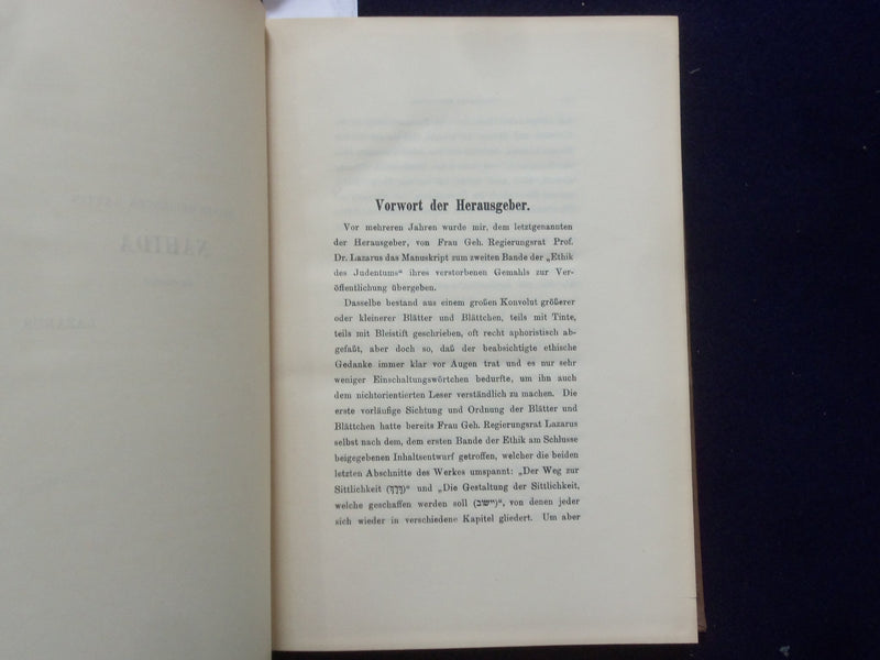 1911 DIE ETHIK DES JUDENTUMS HARDCOVER BOOK VON PROF. LAZARUS - GERMAN - KD 8993
