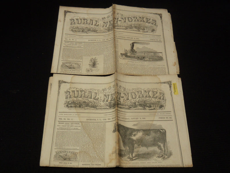 1860 MOORE'S RURAL NEW YORKER NEWSPAPER LOT OF 2 ISSUES - ROCHESTER NY - NP 8964
