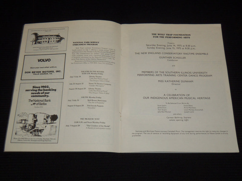 1975 JUNE 14-JULY 2 WOLF TRAP CENTERLINES MAGAZINE - J 7888