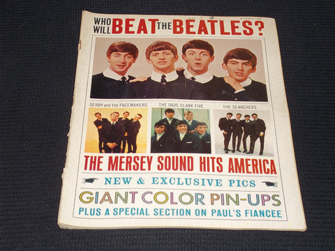 1964 WHO WILL BEAT THE BEATLES? MAGAZINE - THE BEATLES FRONT COVER - E 16087