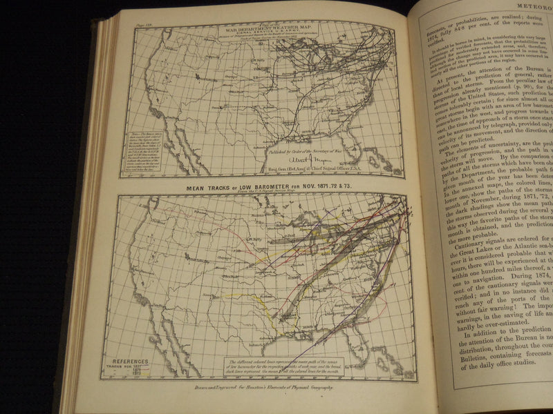1884 EDWIN HOUSTON'S ELEMENTS OF PHYSICAL GEOGRAPHY - COLOR MAPS - KD 7979