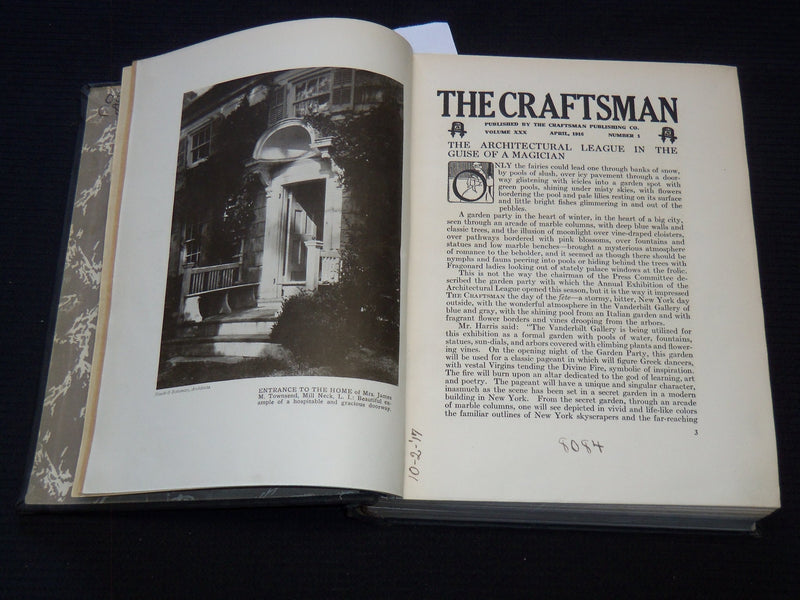 1916 APRIL-SEPTEMBER THE CRAFTSMAN MAGAZINE BOUND VOLUME - KD 7892