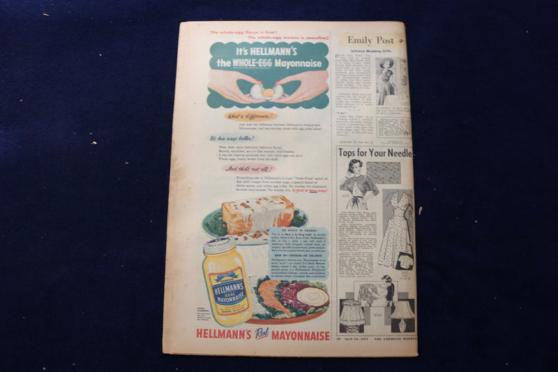 1951 APRIL 22 AMERICAN WEEKLY MAGAZINE - BEAUTIES OF SHAKESPEARE COVER - E 22667