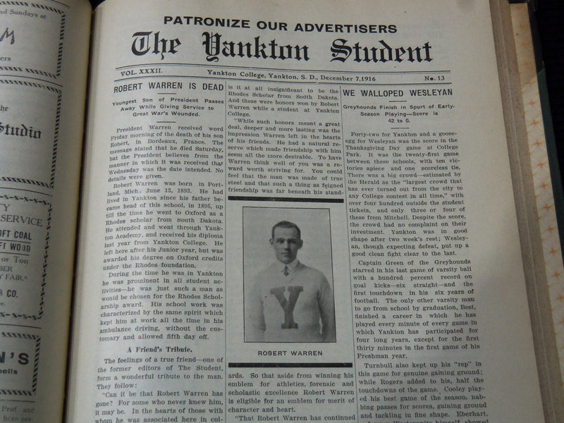 1912-1917 YANKTON STUDENT NEWSPAPER VOLUME LOT OF 5 - SOUTH DAKOTA - KD 3396B