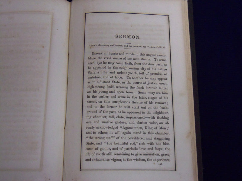 1852 HON. HENRY CLAY OBITUARY ADDRESSES HARDCOVER BOOK - KD 3867F