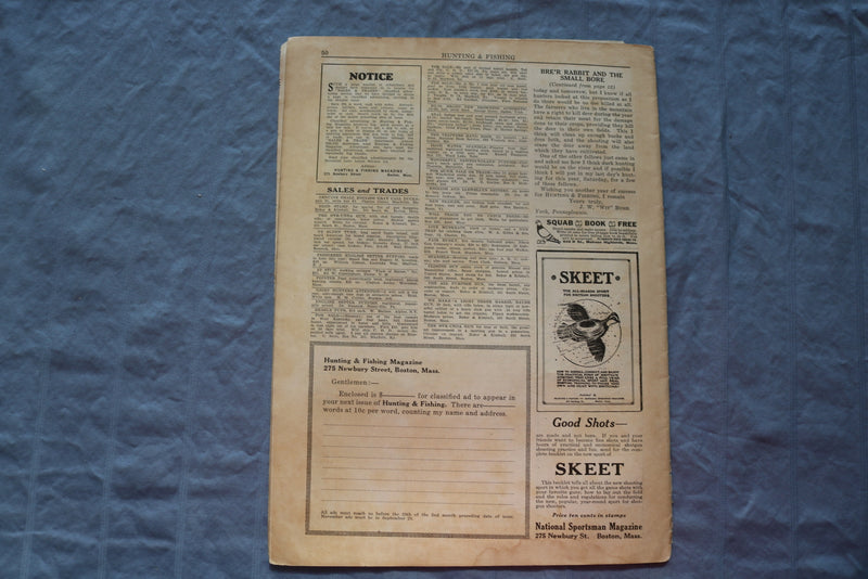 1926 OCTOBER HUNTING AND FISHING MAGAZINE - THE WOODCOCK - ST 5508U