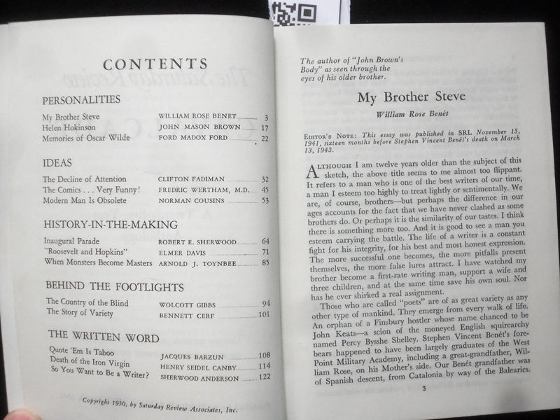 1950 THE SATURDAY REVIEW CAVALCADE - 25-YEAR ANTHOLOGY SOFTCOVER BOOK - J 9948