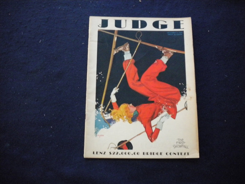 1930 DECEMBER 6 JUDGE MAGAZINE - THE FIRST SNOWFALL -LENZ BRIDGE CONTEST- B 438N