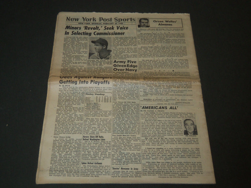 1945 FEBRUARY 26 NEW YORK POST NEWSPAPER - 13 MI. TO COLOGNE - NP 2022