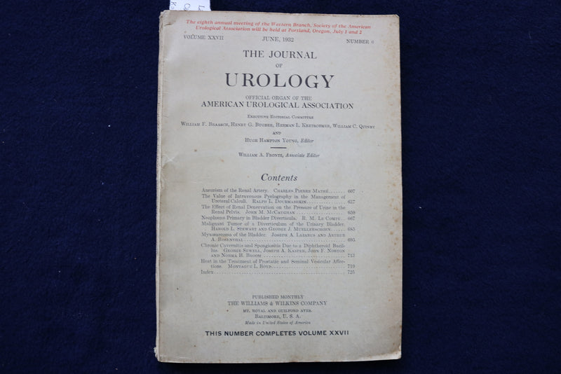 1932 THE JOURNAL OF UROLOGY - LOT OF 2 - SOFTCOVER BOOKS - K 1434
