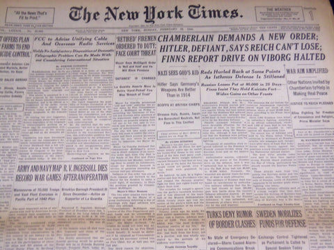 1940 FEBRUARY 25 NEW YORK TIMES - REICH CAN'T LOSE, HITLER - NT 2939
