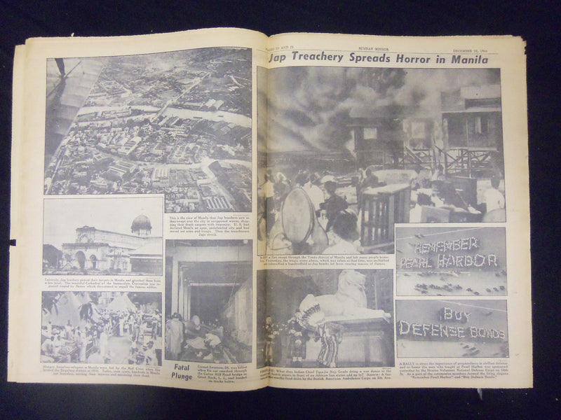 1941 DEC 28 NEW YORK SUNDAY MIRROR - MANILA IN FLAMES, 50 DIE IN RAIDS - NP 2138
