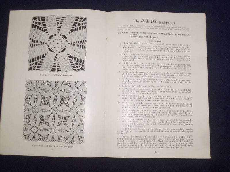 1936 ABIGAIL DIRECTIONS FOR MAKING BEDSPREADS OF OLD QUILT DESIGNS - J 9474