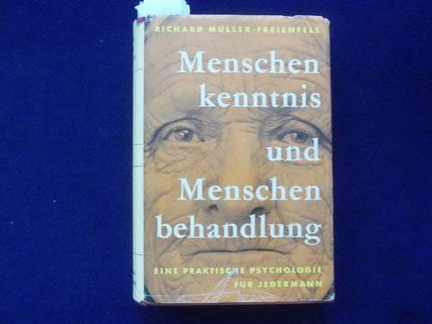 1951 MENSCHEN KENNTNIS HARDCOVER BOOK-RICHARD MULLER-FREIENFELS-GERMAN - KD 9002