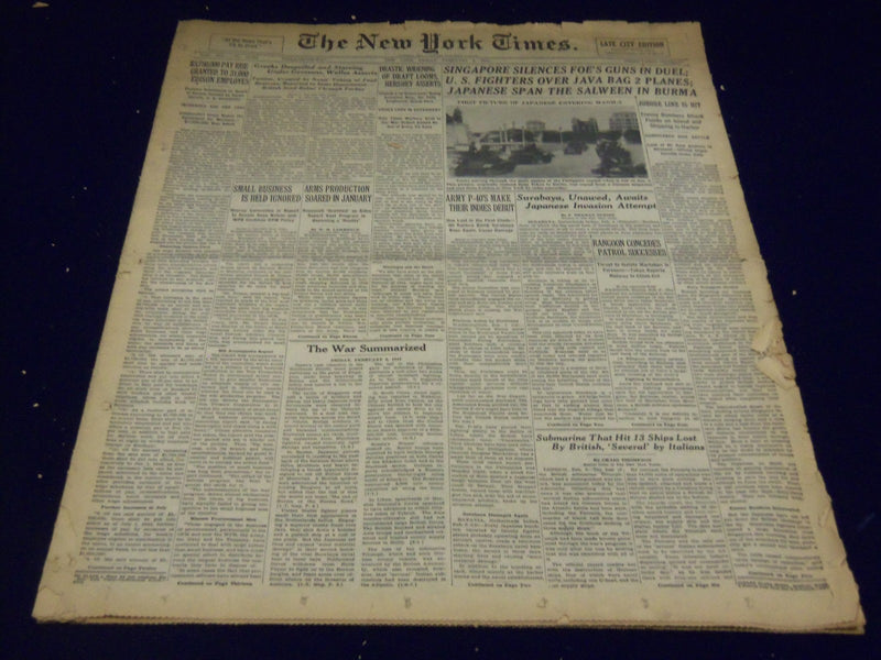 1942 FEBRUARY 6 NEW YORK TIMES - U. S. FIGHTERS OVER JAVA BAG 2 PLANES - NT 1584