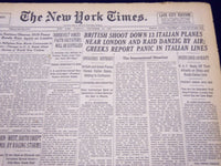 1940 NOV 12 NEW YORK TIMES - BRITISH SHOOT DOWN 13 ITALIAN PLANES - NT 330