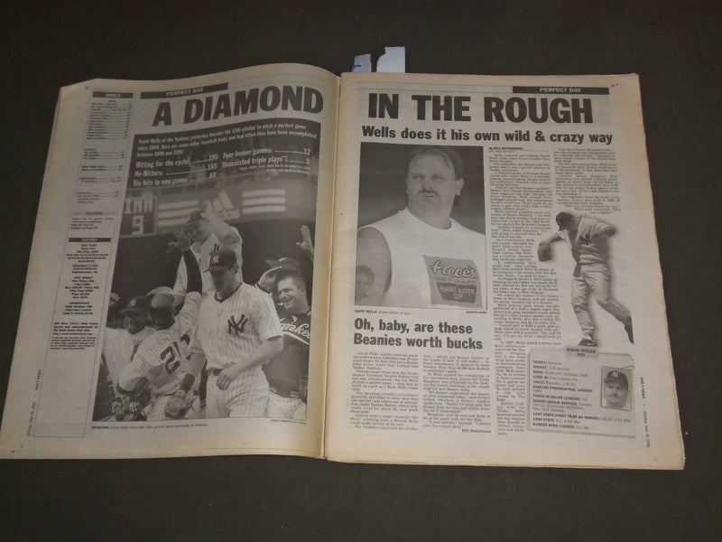 1998 MAY 18 NEW YORK DAILY NEWS - NY YANKEES DAVID WELLS PERFECT GAME - NP 3055