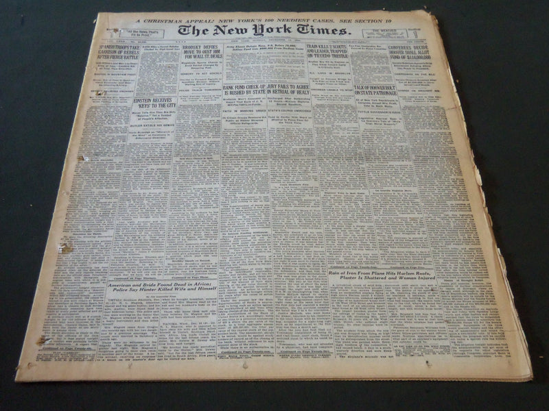 1930 DECEMBER 14 NEW YORK TIMES - EINSTEIN RECEIVES KEYS TO THE CITY - NT 5626
