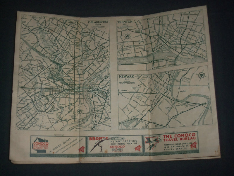 1940'S CONOCO TRAVEL BUREAU MAPS LOT OF 8 - NJ - NY - PA - MARYLAND - O 1616