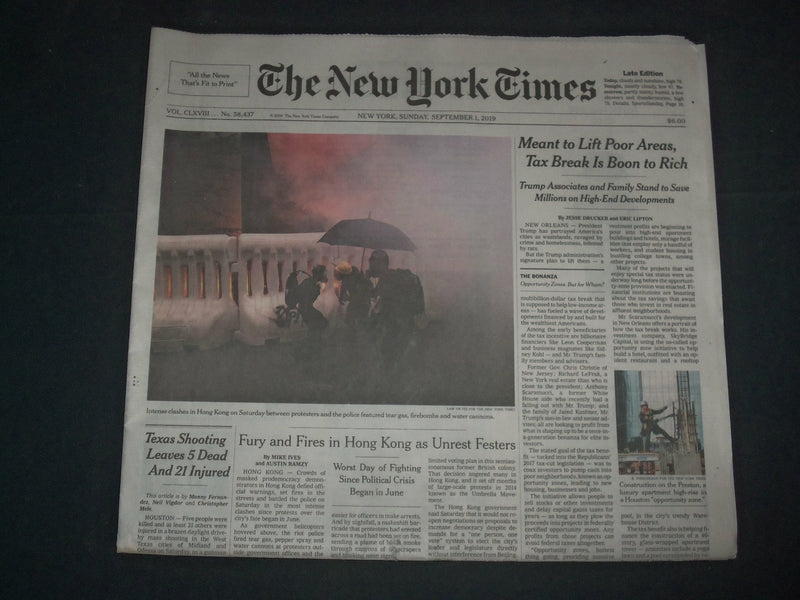 2019 SEPTEMBER 1 NEW YORK TIMES - TEXAS SHOOTING LEAVES 5 DEAD AND 21 INJURED
