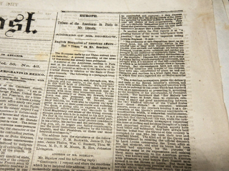 1865 MAY 30 THE EVENING POST NEWSPAPER - JEFF. DAVIS - SURRATT - NP 4956