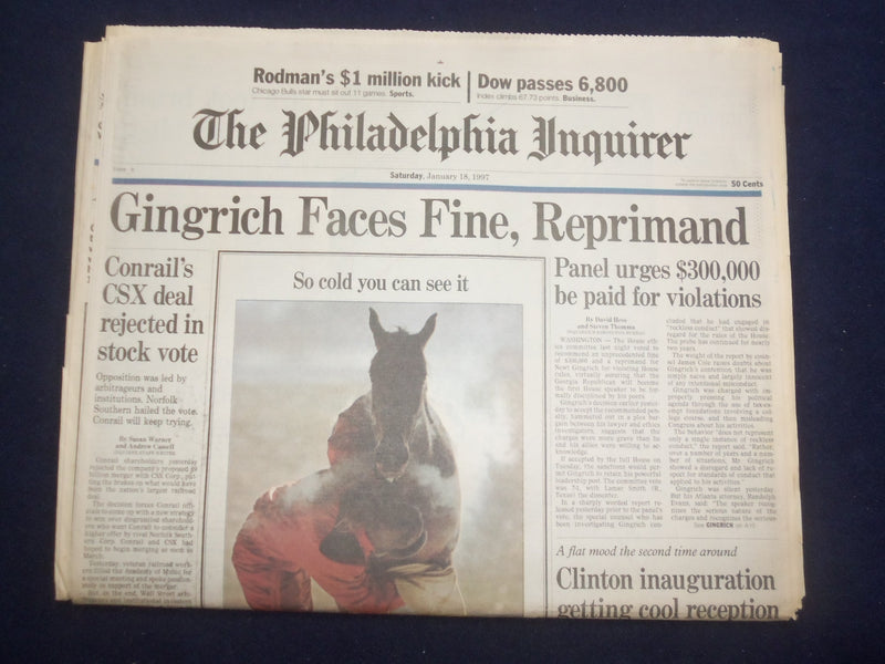 1997 JANUARY 18 PHILADELPHIA INQUIRER - GINGRICH FACES FINE, REPRIMAND - NP 7166