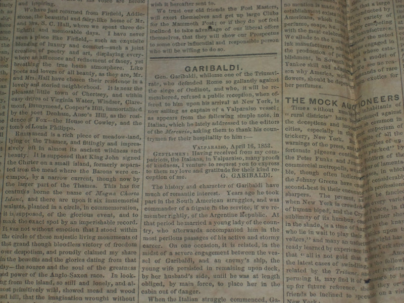 1853 SEP 3 THE SATURDAY EVENING POST NEWSPAPER - GODIVA - GARIBALDI - NP 5056