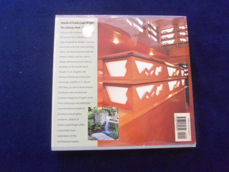 1994 DETAILS OF FRANK LLOYD WRIGHT, THE CALIFORNIA WORK HARDCOVER BOOK - KD 8593