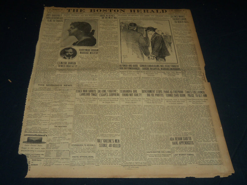 1906 JUNE 2 THE BOSTON HERALD - BARRYMORE - GRAHAM - MARRIAGE MYSTERY - BH 291