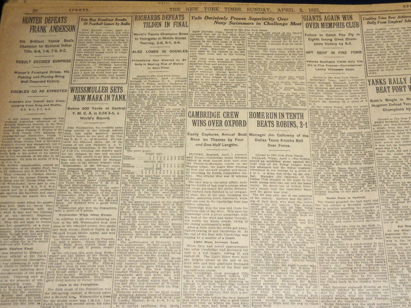 1922 APRIL 2 NEW YORK TIMES NEWSPAPER - 6,000 COAL MINES ARE IDLE - NT 8573