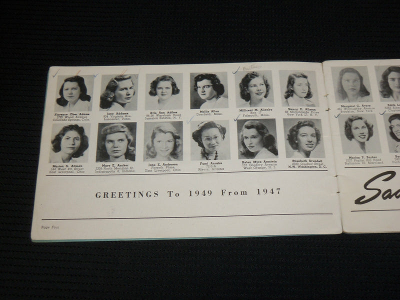 1949 PORTRAIT DIRECTORY OF WELLESLEY COLLEGE - WELLESLEY MASSACHUSETTS - J 6874