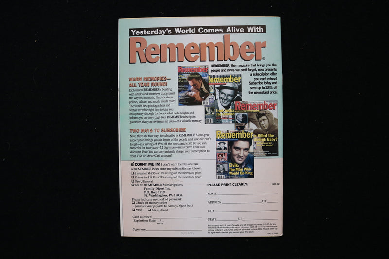 1996 APRIL REMEMBER MAGAZINE - JUDY GARLAND COVER - E 24174