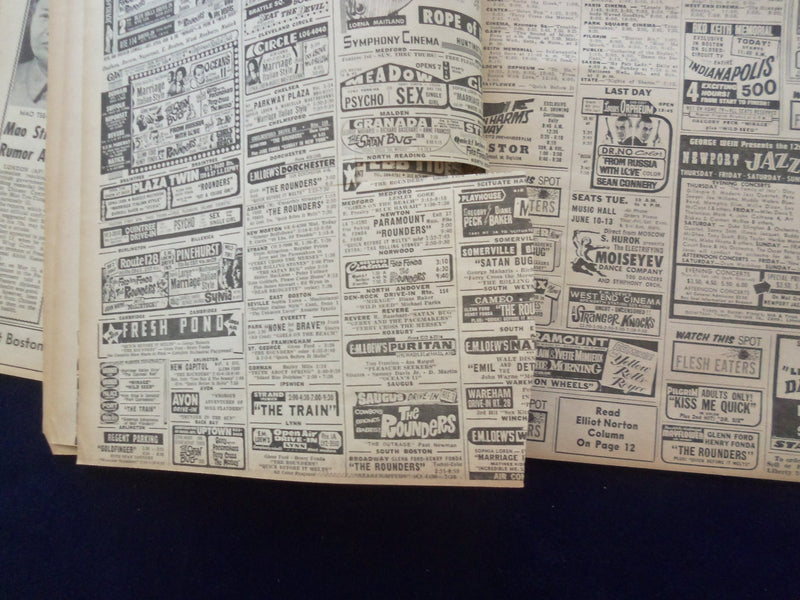 1965 MAY 31 BOSTON RECORD AMERICAN NEWSPAPER-NEW 'WRECKORD' ROAD DEATHS- NP 6300