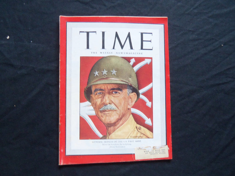 1944 OCTOBER 16 TIME MAGAZINE - LT. GENERAL HODGES OF THE U.S. FIRST ARMY- T 938