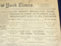 1919 MAY 23 NEW YORK TIMES - ALLIES MODIFY REPARATION TERMS - NT 9260