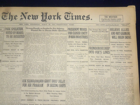 1918 MARCH 20 NEW YORK TIMES - ALLIES WILL BEGIN DRIVE - NT 8165