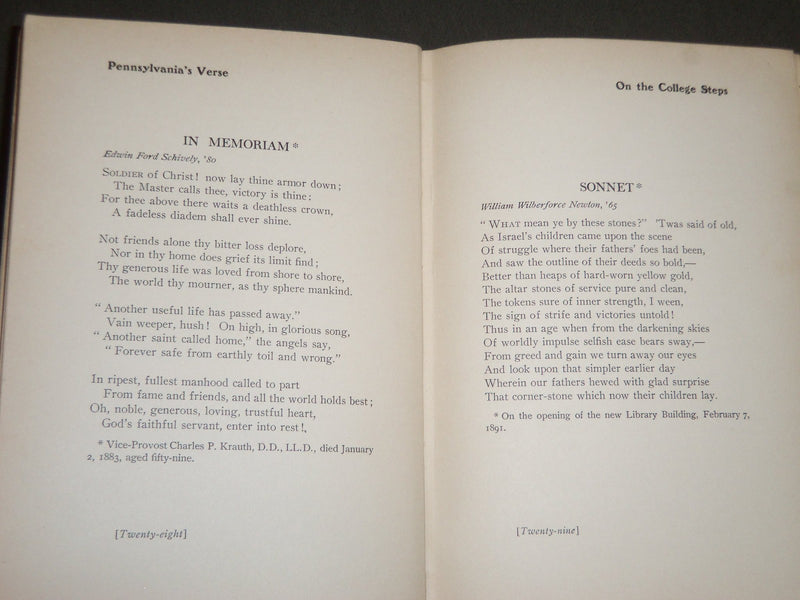 1902 PENNSYLVANIA'S VERSE EDITED BY WILLIAM OTTO MILLER #645 OF 1000 - KD 5815