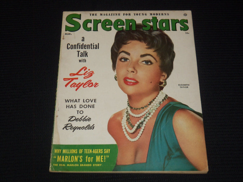 1955 MARCH SCREEN STARS MAGAZINE - ELIZABETH TAYLOR COVER - E 15948