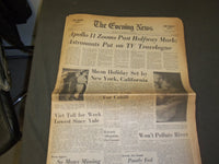 1969 JULY 17 THE EVENING NEWS NEWSPAPER - APOLLO 11 HALF WAY TO MOON - NP 3248