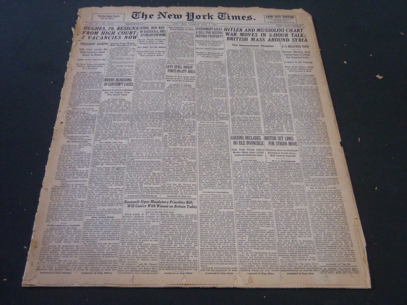 1941 JUNE 3 NEW YORK TIMES - GEHRIG IRON MAN OF BASEBALL DIES - NT 6188