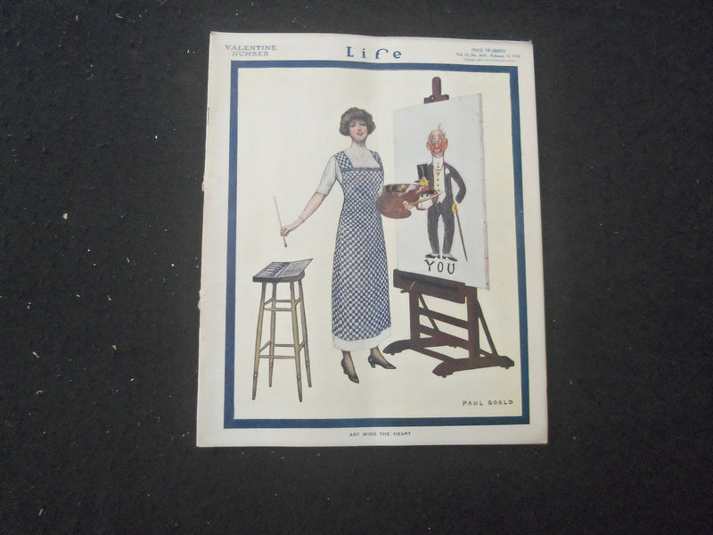 1914 FEBRUARY 12 LIFE MAGAZINE - VALENTINE NUMBER - ART WINS THE HEART - L 758T