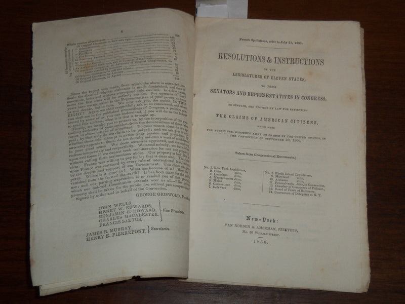 1843 ADDRESS OF CLAIMANTS INDEMNITY FOR SPOILATIONS BY THE FRENCH - K 1201