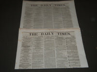 1846 THE DAILY TIMES HARTFORD CONNECTICUT NEWSPAPER LOT OF 2 - NP 2328