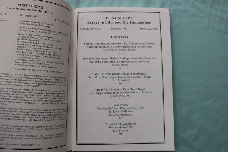 1993-1998 POST SCRIPT - ESSAYS IN FILM & HUMANITIES BOOKS - LOT OF 10 - O 3937